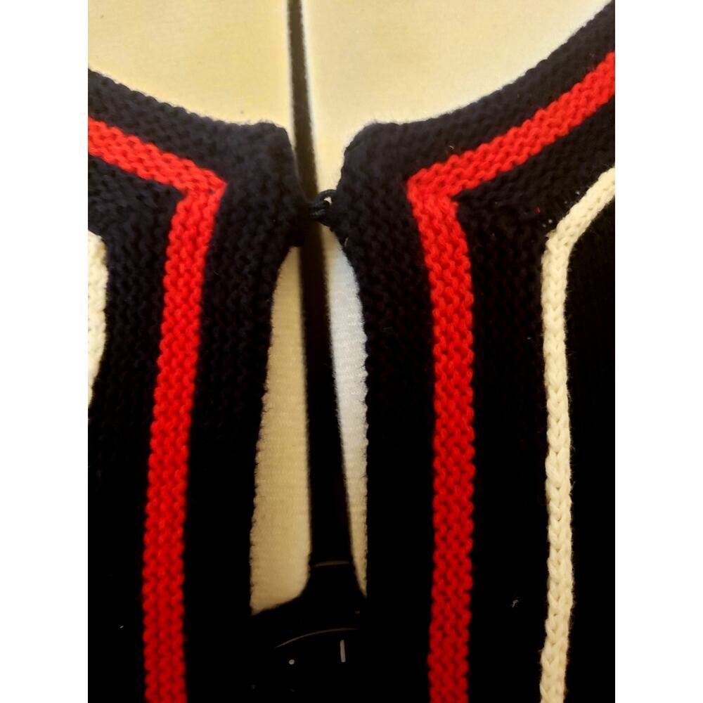 Talbots Blue Open Front Cardigan Sweater Red White Stripe Trim | SZ 3X | NWT - Picture 4 of 11